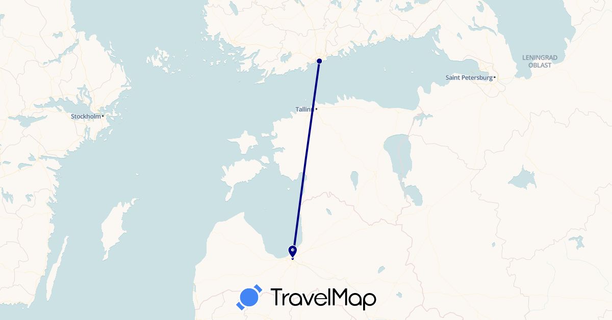 TravelMap itinerary: driving in Finland, Latvia (Europe)